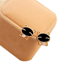 Black Smile Cat Stud Earrings