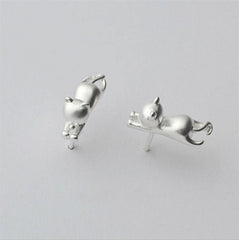 Sterling Cat Silver Earrings