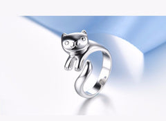 Silver Plated Cat Ring