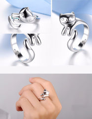 Silver Plated Cat Ring