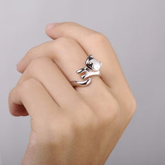 Silver Plated Cat Ring