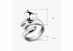 Silver Plated Cat Ring
