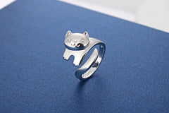 Silver Plated Cat Ring