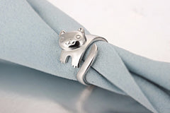 Silver Plated Cat Ring