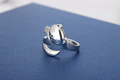 Silver Plated Cat Ring