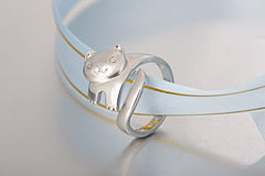 Silver Plated Cat Ring