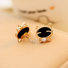 Black Smile Cat Stud Earrings