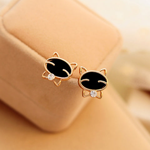 Black Smile Cat Stud Earrings