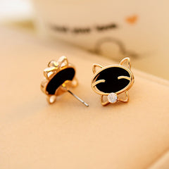Black Smile Cat Stud Earrings