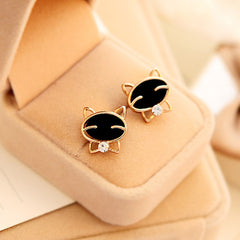 Black Smile Cat Stud Earrings