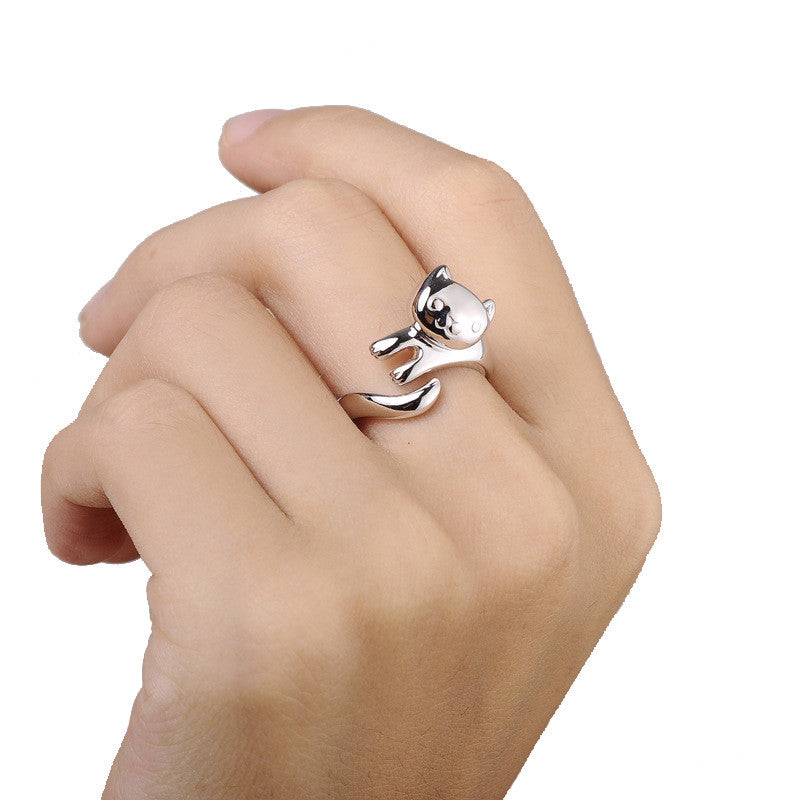 Silver Plated Cat Ring