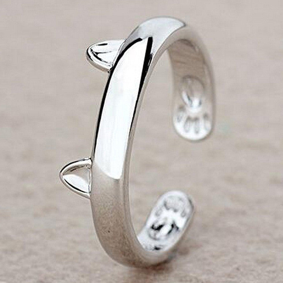 Cat Ear Silver Plated Paw