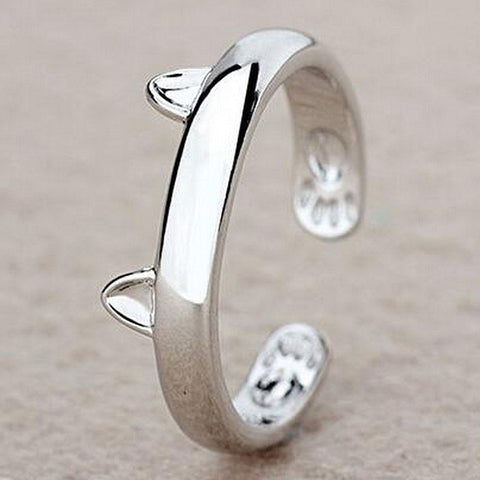 Cat Ear Silver Plated Paw